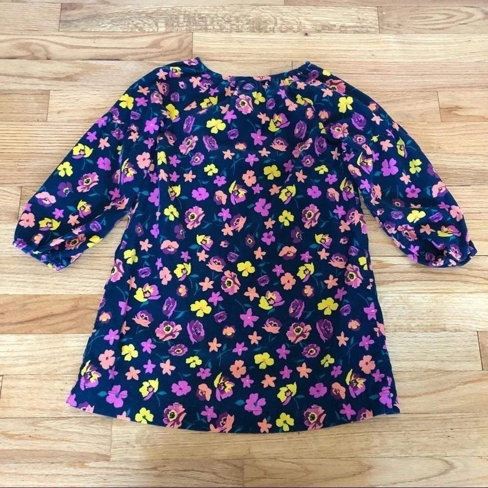 Gap Floral Corduroy Dress Balloon Sleeves 5 Years
